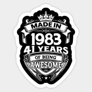 Made In 1983 41 Years Of Being Awesome 41st Birthday Sticker